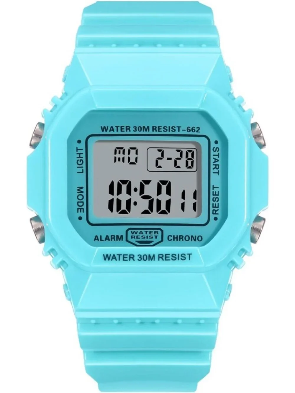 Women's Blue Digital Resistant Outdoor Luminous Waterproof Electronic Watch